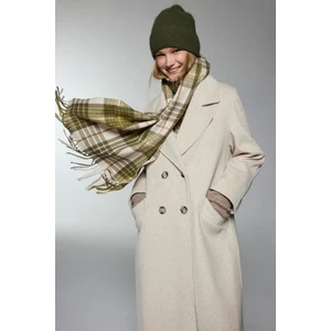 Kruvaze Yaka Cep Detaylı Kaşe Kaban