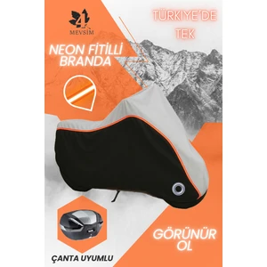 Turuncu Fitilli Arora XLT48 Derya Çanta Uyumlu Motosiklet Branda-Gri-Siyah-(4mevsim)