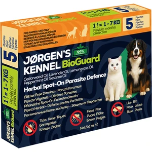 Jorgens Kennel Kedi & Köpek Parazit Bitkisel Ense – Pire, Bit, Kene Koruma Damlası 5×1 ml