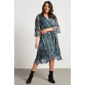 Volanlı Şifon Astarlı Elbise