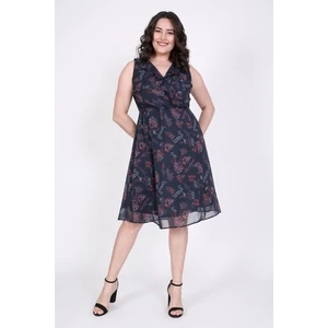 Çapraz Biyeli Astarlı Şifon Elbise