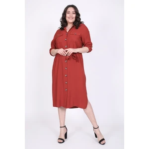 Cepli Kuşaklı Jakarlı Elbise