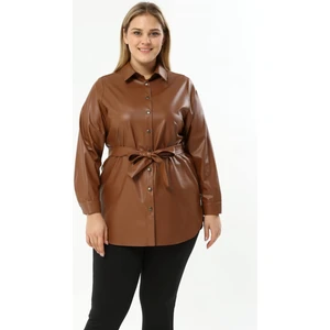 Suni Deri Kuşaklı Gömlek Ceket