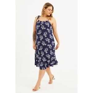 Bağlama Detaylı Yakası Büzgülü Elbise