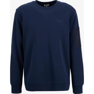 Bisiklet Yaka Düz Lacivert Erkek Sweatshırt J5WM-SWT7390