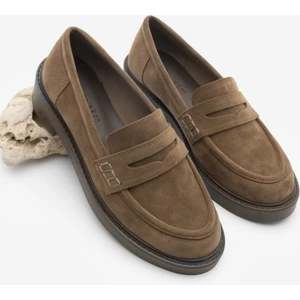 Kadın Loafer Günlük Klasik Ayakkabı Casual Makosen Fonle Taba Süet