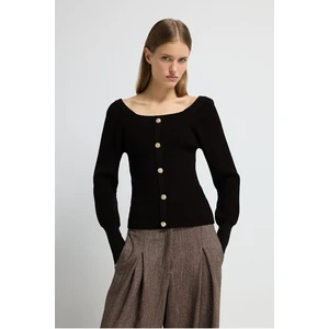 Adl Simli Triko Hırka Siyah 13445624000