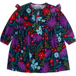 Desenli Mevsimlik Elbise 1-7 Yaş Lacivert