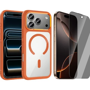 iPhone 17 Pro Max Kılıf M-Safe Şarj Özellikli Metal Kamera Çerçeveli Zore Tiko Kapak + Hayalet Ekran Koruyucu