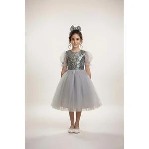 Mnk Baby & Kids Balon Kol Pul Payet Kız Çocuk Tütü Elbise M00751