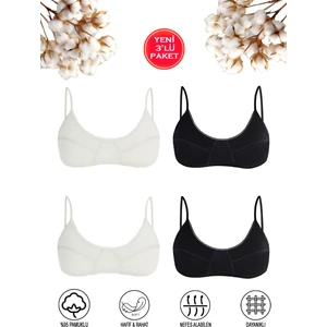 Özkan Underwear Özkan 40413 4'lü Paket Kız Çocuk %95 Pamuklu Kapsız Balensiz Pedsiz Alıştırma Sütyeni Ince Askılı Esnek Rahat Yarım Atlet Büstiyer