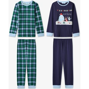 Erkek ÇocukTogether Ekoseli Pamuklu 2li Pijama Takımı