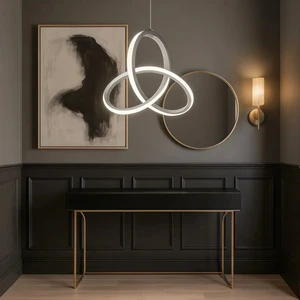 Ece Aydınlatma Kleos Gri Kasa Beyaz Işıklı LED Avize