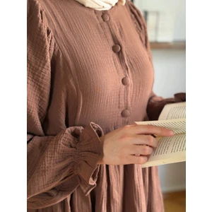 Yarımpat Yandan Bağlamalı Müslin Elbise 1004