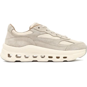 Kadın Bej Bağcıklı Kalın Tabanlı Deri Sneaker 25AFD142014