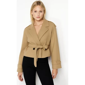 Dokuma Trençkot Crop Blazer ceket