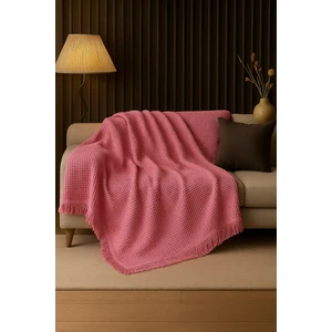 Rell Home Pamuklu Dokulu Ekru Koltuk Şalı 170X220 cm – Saçaklı Tv Battaniyesi & Dekoratif Koltuk Örtüsü