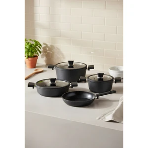 Mayasa 7 Parça Seramik Tencere Seti Siyah