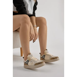 Tonny Black Unisex Bej Termo Taban Desenli Fileli Bağcıklı Spor Ayakkabı