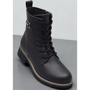 4659 Kadın Bot Ayakkabı Kaymaz Taban Fermuarlı Bağcıklı Günlük Kadın Bot