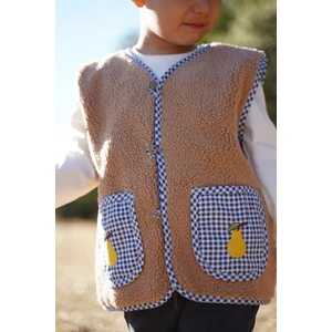 Kiraz Official Armut Nakışlı Kahverengi Teddy Bebek Çocuk Yeleği