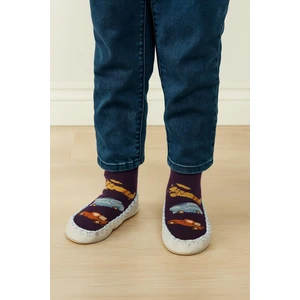 Katia & Bony Çocuk Makosen Soket Çorap Patik Panduf – Kaydırmaz Ev & Anaokulu Ayakkabısı Mor