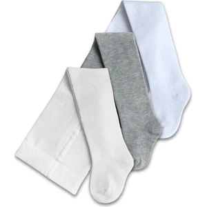 Giza Kids Kız Erkek Unisex Bebek Çocuk Beyaz Gri Krem Külotlu Çorap 3lü Set