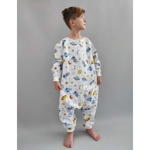 Rukiye Yavuz Pamuk Pazen Pamuk Pazen Uzun Kollu Unisex Kışlık Çocuk Uyku Tulumu %100 Pamuk Uzay Desenli 20-24 Derece 1 Tog