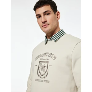 Uzun Kollu Bisiklet Yaka Baskılı Sweatshirt