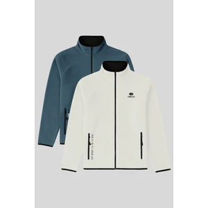 Tommy Life Standart Kalıp Dik Yaka 2li Paket Petrol-Ekru Erkek Polar Sweatshirt - 87992