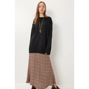 Happiness İstanbul Oversize Basic Triko Kazak LDD0127 Siyah