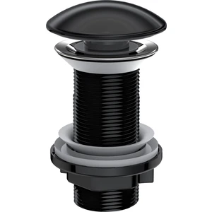 İz Yapı Elıxır Pop-Up Lavabo Gideri Seti | Parlak Siyah Seramik Başlıklı | Standart Ölçü |taşma Deliği Seçenekli