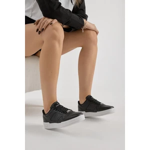 Tonny Black Unisex Siyah Beyaz Termo Taban Bağcıklı Günlük Spor Ayakkabı
