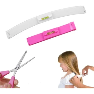 Saç Kesme & Kakül Düzeltme Seti – 3’lü Profesyonel Bangs Trimming Ruler Set (2 Adet Kakül Cetveli + 1 Adet Saç Inceltme Makası) | Abs + Paslanmaz Çelik, Düz & Kavisli Klips, Terazi Göstergeli