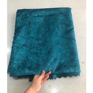 Türkanlar Home Koltuk Çekyat Örtüsü Turkuaz  Damar Desenli Kaymaz Taban Süngerli Üst Kumaş Kadife