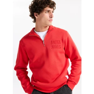 Jack & Jones Dik Yaka Kırmızı Erkek Sweatshırt 12299799 Jornewove Sweat Smu