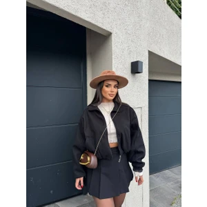 Zeynep Öykü Style Kadın Kaşe Bomber Ceket