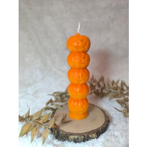 Bal Kabağı Desenli Yılbaşı Konseptli Dekoratif Mum, Tek Renk