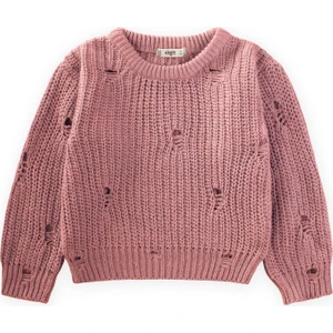 Selanik Triko Kazak 2-8 Yaş Gül Kurusu