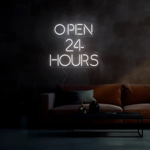 Open 24 Hours Yazılı Neon Tabela