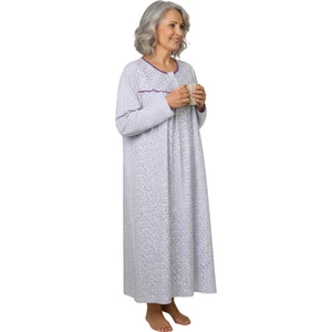 Kadın Boydan Anne Gecelik Elbise %100 Pamuk Çiçekli Desenli Rahat ve Tam Kalıp