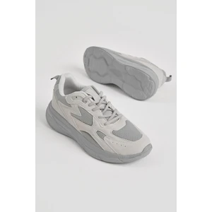 Tonny Black Erkek Gri Faylon Taban Nefes Alabilen Kumaş Reflektörlü Dalgalı Desenli Spor Ayakkabı