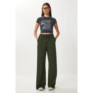 Happiness İstanbul Geniş Paça Modal Eşofman Altı LUB0070 Koyu Yeşil