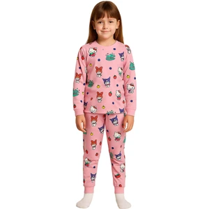Cute Hello Kitty ve Kuromi Desenli Kız Çocuk Pijama Takımı