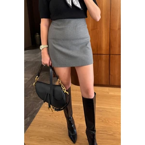 Mini Klasik Düz Marka Etek- Antrasit