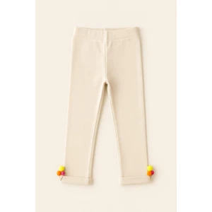 Katia & Bony Kız Çocuk Dondurma Aksesuarlı Pamuklu  Tayt Pantolon Krem