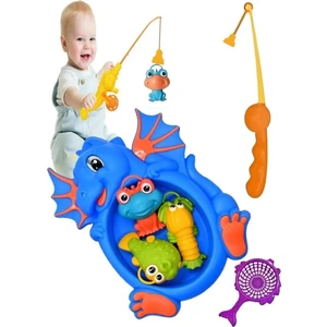 ÖZ OFİS Balık Yakalama Oyunu 13 Parça Mıknatıslı Balık Olta Oyuncak Seti - Havuz Banyo Oyuncağı