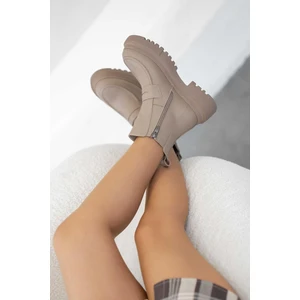 Adda Hakiki Deri Lastikli Kadın Bot Vizon