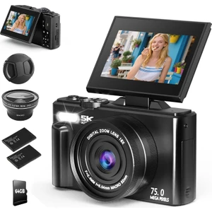 5k Dijital Kamera 75MP Hd Retro Otomatik Odaklama Anti Shake 18X Zoom