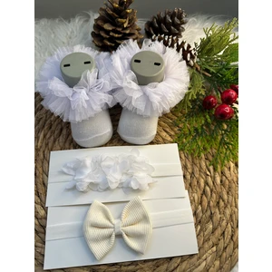 3'lü Bebek Tütü Çorap ve Bandana Seti